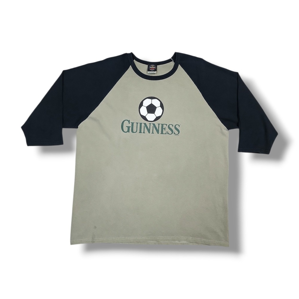 Guinness Official Merchandise Soccer Logo 3/4 Sleeve Olive/Black T-Shirt Mens XL